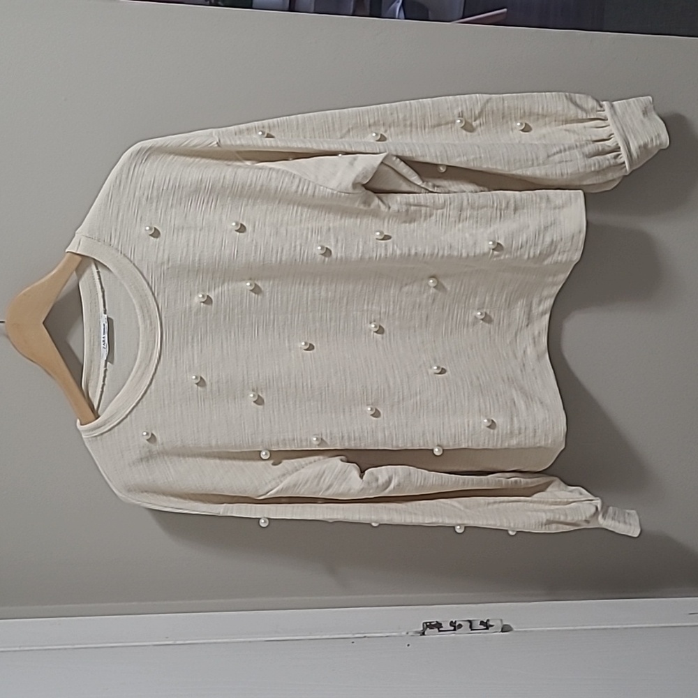 Zara Pearl Embellished Sweater